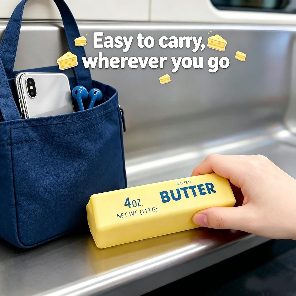 Butter Squishy Toy, Squishy Butter Stick, Butter Stress Toy, Squeeze Butter Squishy - Slow Rising Party Favor Stress Relief Gift for Kids 4-8 8-12 (1Pcs Butter Stick)